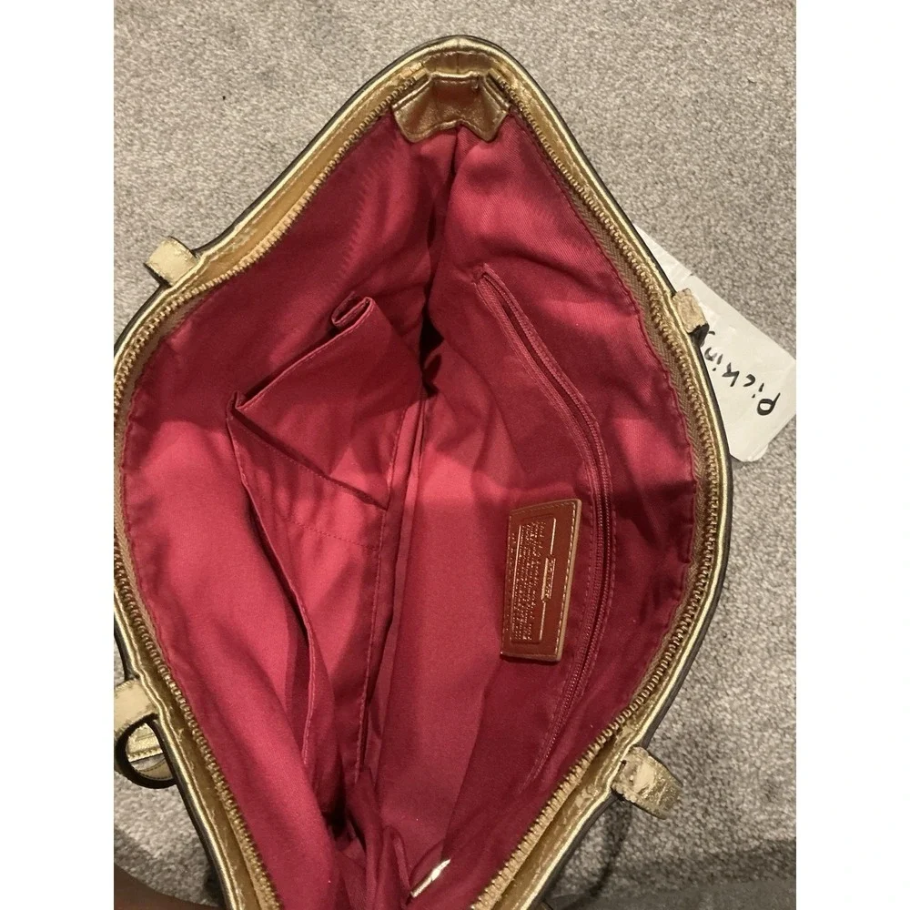 VINTAGE Multicolored Coach Purse Over the Shoulder Bag Y2K Pink‎ & Gold